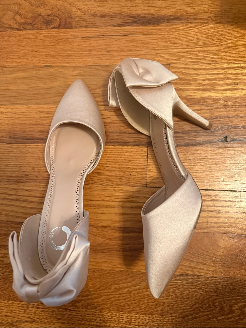 Seychelles Satin Pointed-Toe Heels in Ivory
